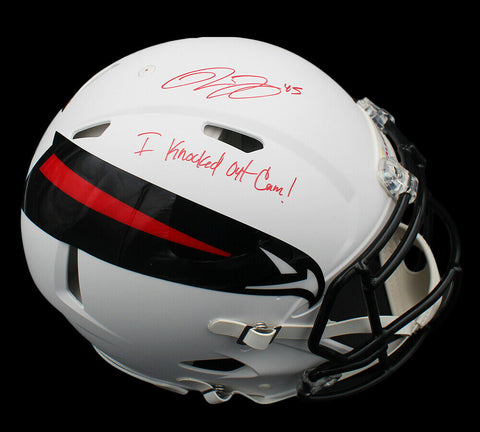 Deion Jones Signed Atlanta Falcons Speed Authentic AMP NFL Helmet w-"Knocked/Cam