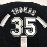 Autographed/Signed FRANK THOMAS Chicago Black Baseball Jersey JSA COA Auto