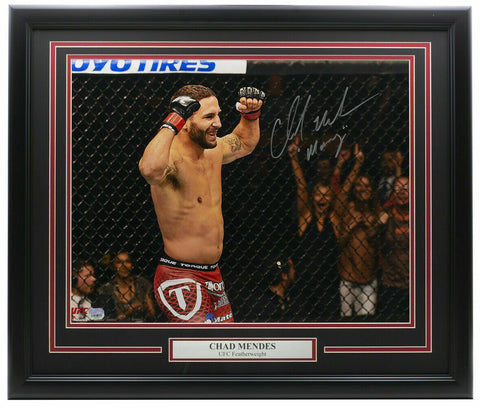 Chad Mendes Signed Framed 16x20 UFC Photo Insc. Money Fanatics