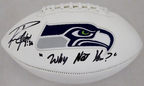 Russell Wilson Autographed Logo Football Seahawks Why Not You? RW Holo 37277