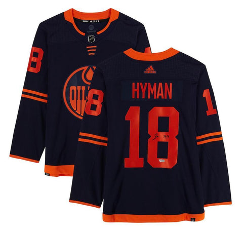 ZACH HYMAN Autographed Edmonton Oilers Authentic Navy Alt. Jersey FANATICS