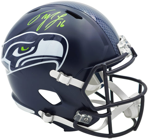 TYLER LOCKETT AUTOGRAPHED SEAHAWKS BLUE FULL SIZE SPEED HELMET MCS HOLO 236376
