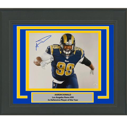 Framed Autographed/Signed Aaron Donald Los Angeles LA Rams 16x20 Photo JSA COA