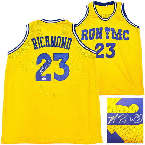 WARRIORS MITCH RICHMOND AUTOGRAPHED SIGNED YELLOW JERSEY BECKETT WITNESS 232589