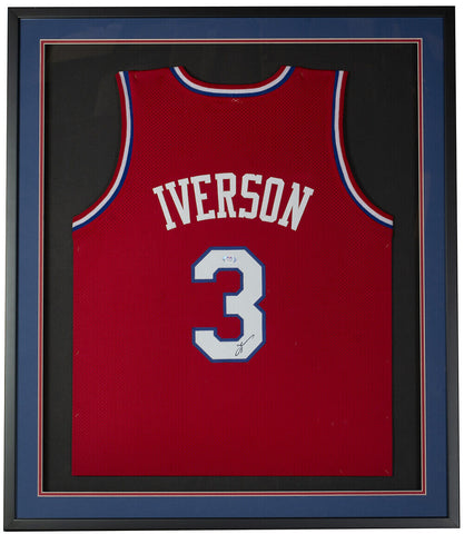 Allen Iverson Philadelphia Signed Framed Red Basketball Jersey PSA ITP