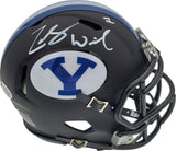 ZACH WILSON AUTOGRAPHED BYU COUGARS MATTE BLACK SPEED MINI HELMET BECKETT 191116