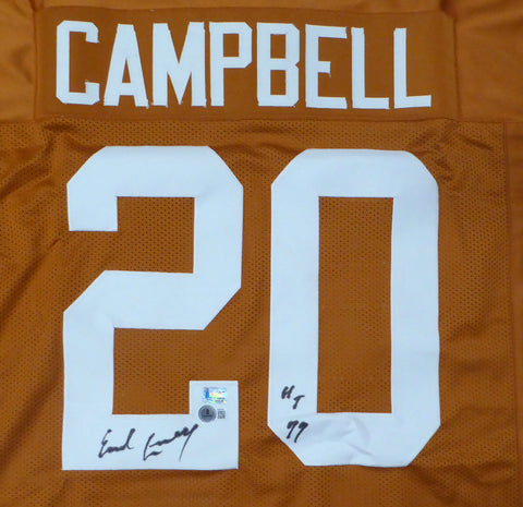 Texas Earl Campbell Autographed Signed Orange Jersey "HT 77" Beckett QR #BM26063