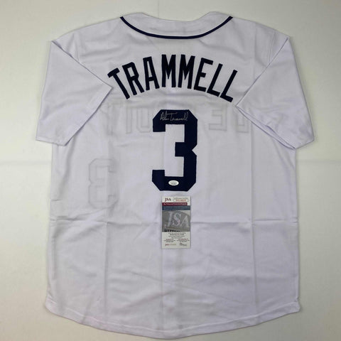 Autographed/Signed Alan Trammell Detroit White Baseball Jersey JSA COA