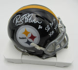 Rocky Bleier HOF Signed/Inscr Black Mini Helmet Steelers Becket Witness 191559