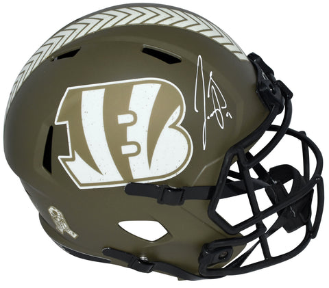 JOE BURROW SIGNED CINCINNATI BENGALS SALUTE TO SERVICE FULL SIZE HELMET FANATICS