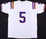 Derrius Guice Signed LSU Tigers White Jersey (JSA COA) Redskins Running Back