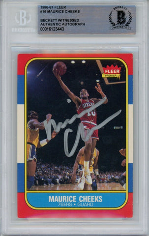 Maurice Cheeks Autographed 1986 Fleer #16 Trading Card Beckett 43937