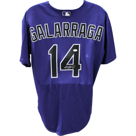 Andres Galarraga Signed Colorado Rockies Purple Majestic Jersey JSA 44649