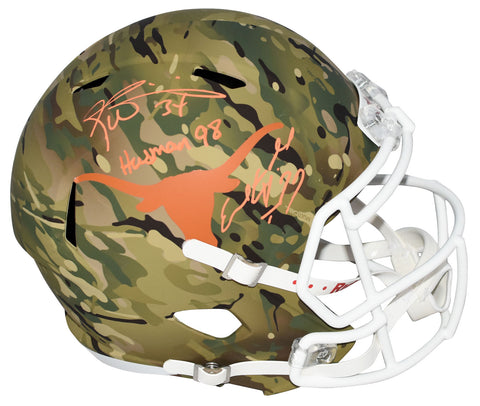 EARL CAMPBELL & RICKY WILLIAMS SIGNED TEXAS LONGHORNS CAMO FULL SIZE HELMET BAS