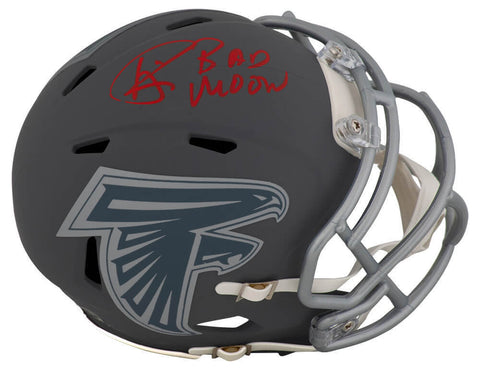 Andre Rison Signed Falcons SLATE Riddell Mini Helmet w/Bad Moon - (SCHWARTZ COA)