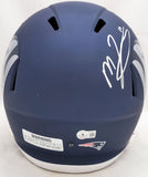 MAC JONES AUTOGRAPHED PATRIOTS AMP BLUE FULL SIZE HELMET BECKETT 206519