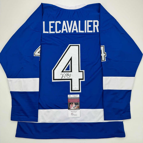 Autographed/Signed Vincent Lecavalier Tampa Bay Blue Hockey Jersey JSA COA