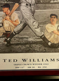 Ted Williams Signed Autographed Litho Framed 27x38 Inscribed 484/521 Grn Diamond