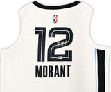 MEMPHIS GRIZZLIES JA MORANT AUTOGRAPHED WHITE NIKE ASSOCIATION JERSEY 48 BECKETT