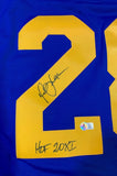 Marshall Faulk Autographed St Louis Rams HOF 2011 Mitchell Ness Jersey Beckett