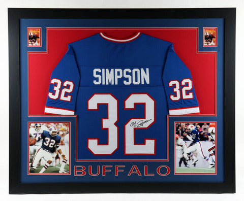 O. J. Simpson Signed Bills 35x43 Framed Jersey (JSA COA)#1 Overall Draft Pk 1969