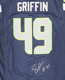 SEAHAWKS SHAQUEM GRIFFIN AUTOGRAPHED BLUE NIKE JERSEY SIZE L MCS HOLO 134402