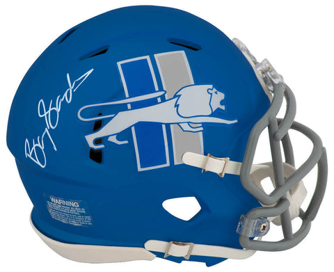 Barry Sanders Signed Lions 2023 Alt Blue Riddell Speed Mini Helmet -SCHWARTZ COA