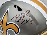 DREW BREES AUTOGRAPHED SAINTS FLASH SILVER FULL SIZE SPEED HELMET BECKETT 202057