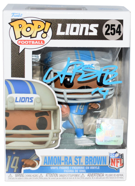 AMON-RA ST BROWN SIGNED DETROIT LIONS #254 FUNKO POP FIGURE BECKETT