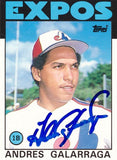 Andres Galarraga Autographed/Signed 1986 Topps 40T Montreal Expos Baseball Card