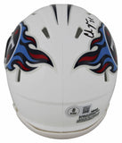 Titans Chris Johnson Signed 1999-17 TB White Speed Mini Helmet BAS Witnessed