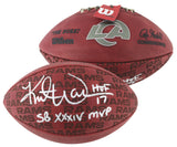 Rams Kurt Warner "2x Insc" Signed "Duke" Team Showcase Football W/ Case BAS Wit