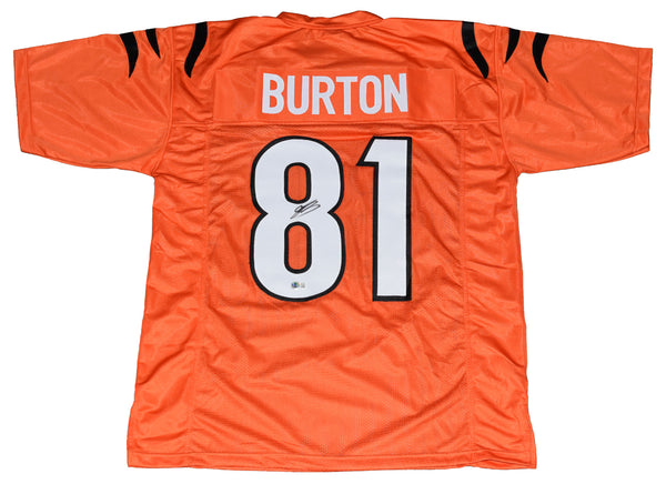 JERMAINE BURTON SIGNED AUTOGRAPHED CINCINNATI BENGALS #81 ORANGE JERSEY BECKETT