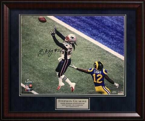 Stephon Gilmore Signed Autographed 16x20 Photo Custom Framed to 20x24 SB LII NEP