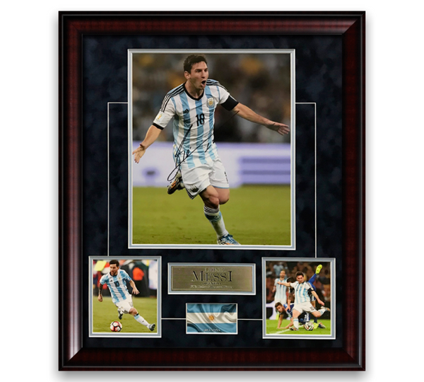 Lionel Messi Signed Autographed Argentina Photograph Framed to 20x24 Icons