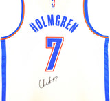 THUNDER CHET HOLMGREN AUTOGRAPHED WHITE FANATICS JERSEY SIZE L BECKETT 234061