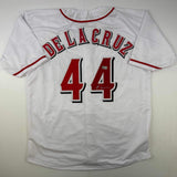 Autographed/Signed Elly De La Cruz Cincinnati White Baseball Jersey Beckett COA