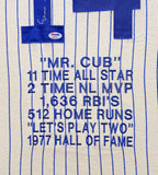 Cubs Ernie Banks Autographed Framed Cream Pinstripes Majestic Jersey PSA/DNA