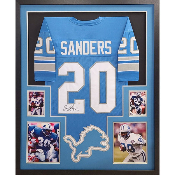 Barry Sanders Autographed Signed Framed Detroit Lions Jersey JSA