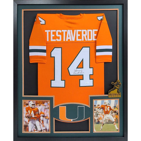 Vinny Testaverde Autographed Signed Framed Miami Heisman Jersey JSA