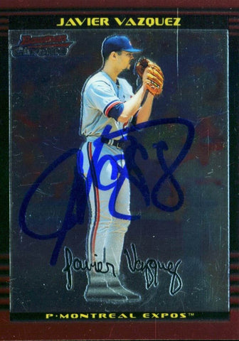 Expos Javier Vazquez Authentic Signed Card 2002 Bowman Chrome RC #107 w/ COA