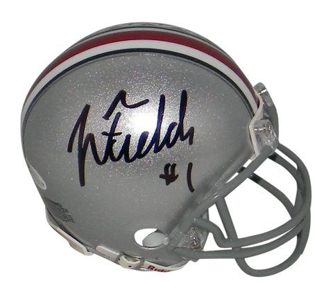 JUSTIN FIELDS SIGNED AUTOGRAPHED OHIO STATE BUCKEYES MINI HELMET BECKETT