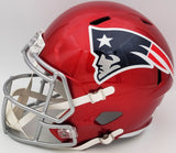 MAC JONES AUTOGRAPHED PATRIOTS FLASH RED FULL SIZE SPEED HELMET BECKETT 202962