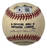 George Pfister Autographed Official National League Dodgers Baseball Beckett