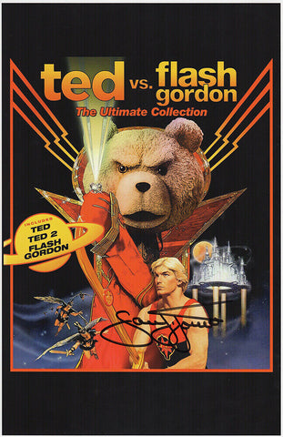 Sam J. Jones Signed Ted vs Flash Gordon DVD Cover 11x17 Movie Poster - (SS COA)