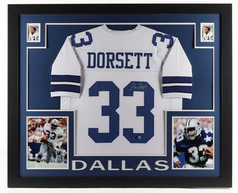 Tony Dorsett Signed Dallas Cowboys 35x43 Framed Jersey (Beckett) Running Back