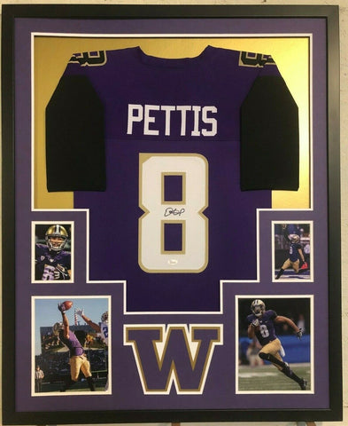 FRAMED WASHINGTON HUSKIES DANTE PETTIS AUTOGRAPHED SIGNED JERSEY JSA COA