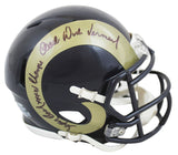 Rams Dick Vermeil "SB XXXIV Champs" Authentic Signed TB Rep Mini Helmet BAS Wit