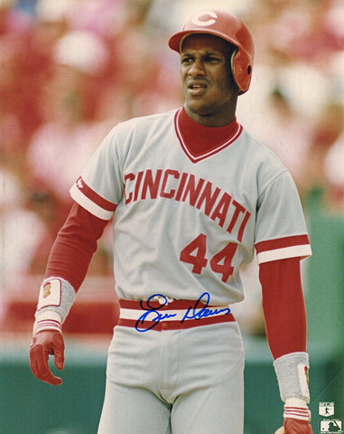 Eric Davis Signed Cincinnati Reds Grey Jersey Wearing Helmet 8x10 Photo (SS COA)