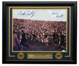 Rudy Ruettiger Signed Framed 16x20 Notre Dame Carry Out Photo Never Quit JSA ITP